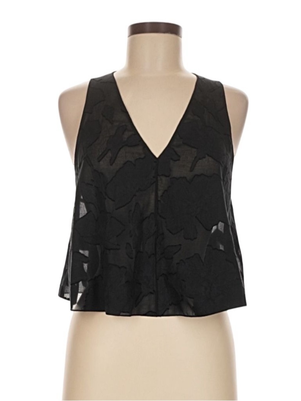 rag & bone Black Floral Jacquard V-Neck Camisole